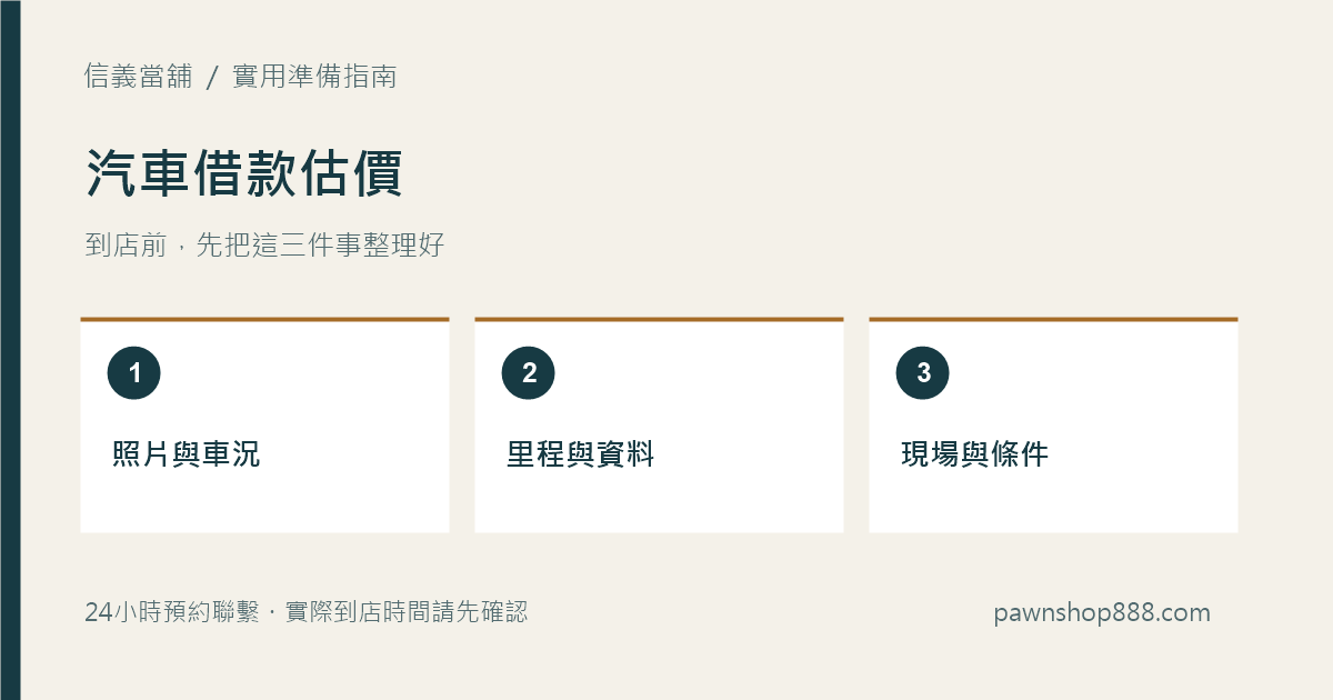汽車借款估價準備與核對示意圖