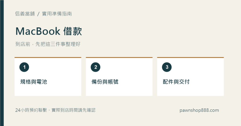 MacBook借款準備與核對示意圖